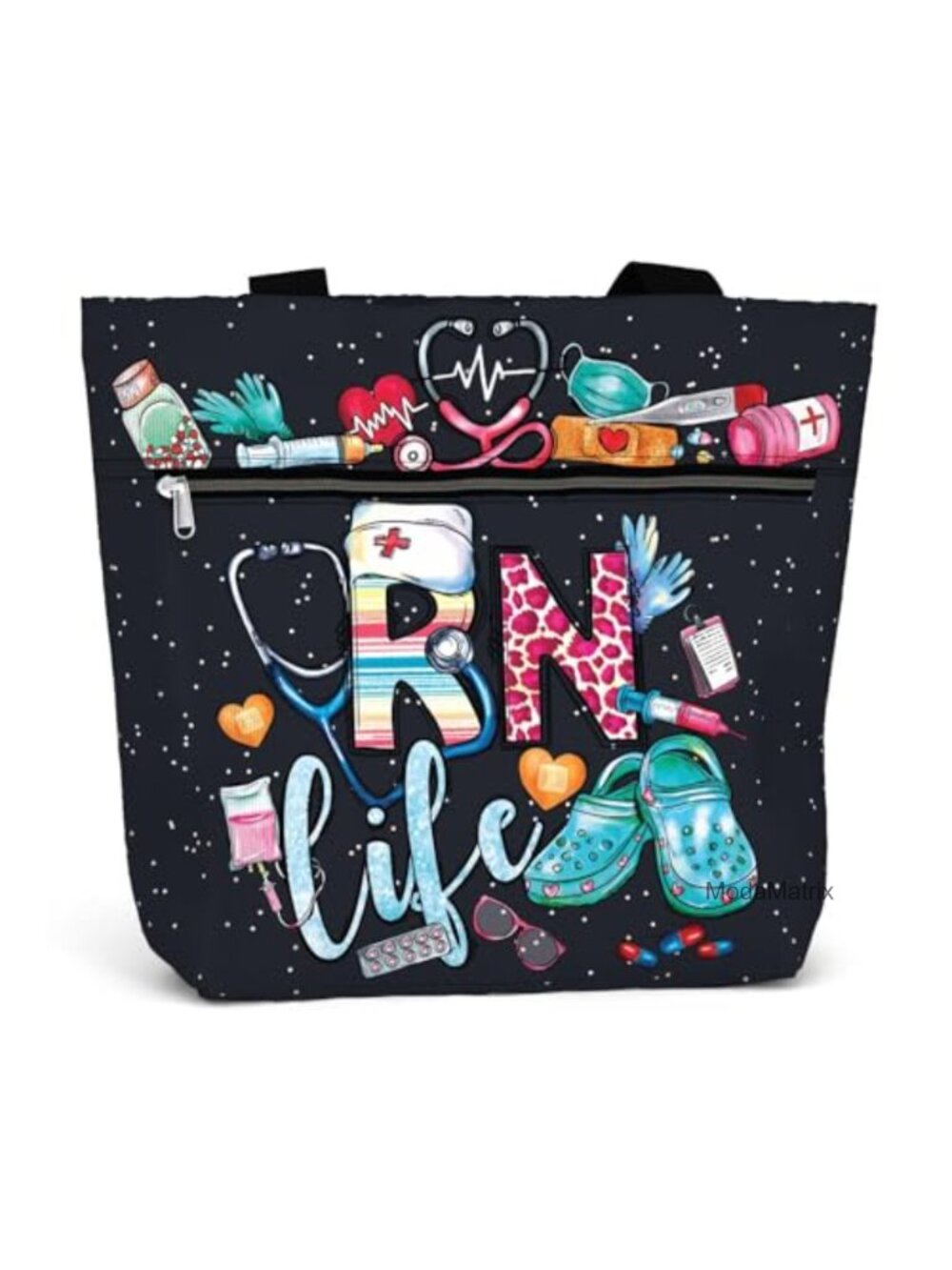 Large Water-Resistant Polyester Tote Bag with Pockets & Zipper